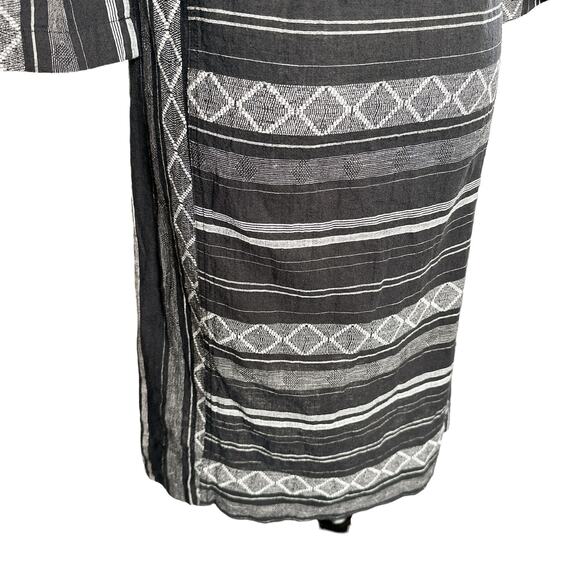 Wrap London NEW Linen Blend Square Neck Striped Argyle Shift Dress Black US 2 - Picture 7 of 12